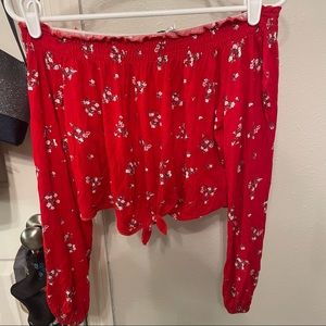 H&M off the shoulder floral red top